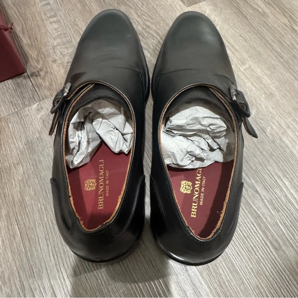 Bruno Magli Solero Classic Monk Strap Black Leather Dress Shoes